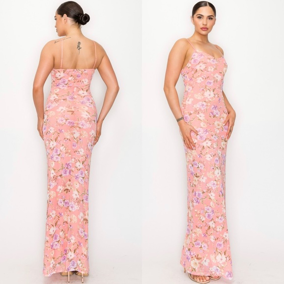Pink floral print maxi dress - Picture 11 of 12
